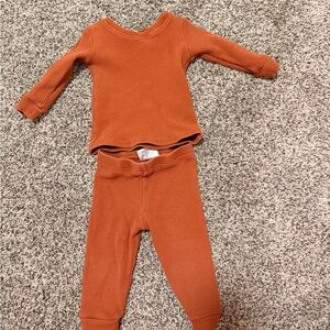 Mebie baby Ribbed Two-Piece Set - Rust Orange